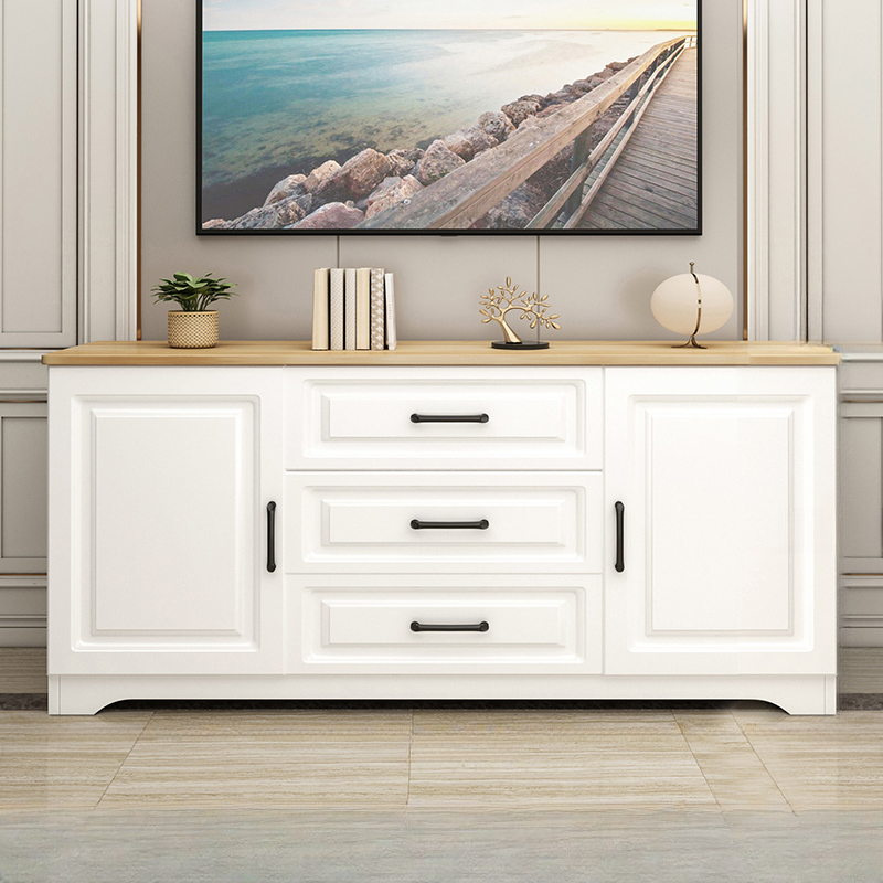 Modern Rectangular White 3-Drawer Wooden TV Stand | homeyfad