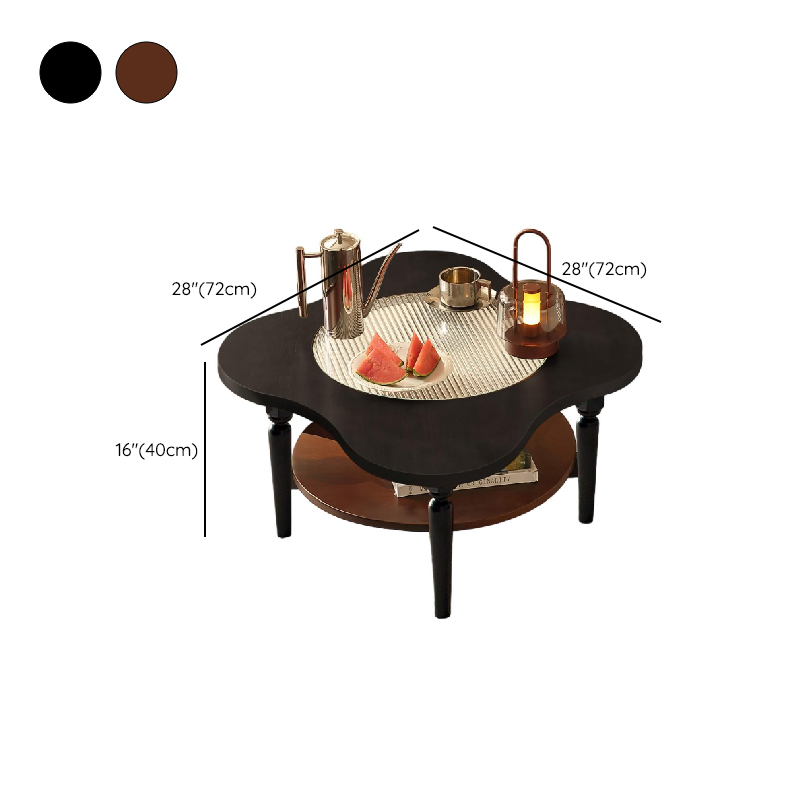 Retro Asymmetrical Lumber Coffee Table with Container Storage and 1 Shelf #size